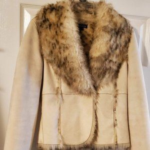 Bebe Beautiful Cream and Faux Fur Short Jacket